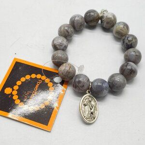 PowerBeads By Jen Agate Beaded Bracelet With Charm Strength Courage Protection